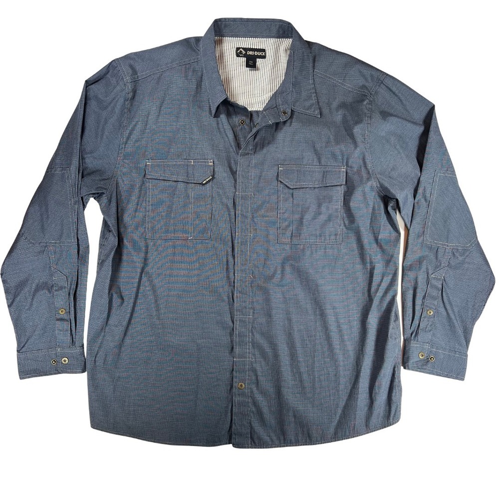 DRI DUCK 2XL Blue Work Shirt Button Front Long Sleeve Lined Utility